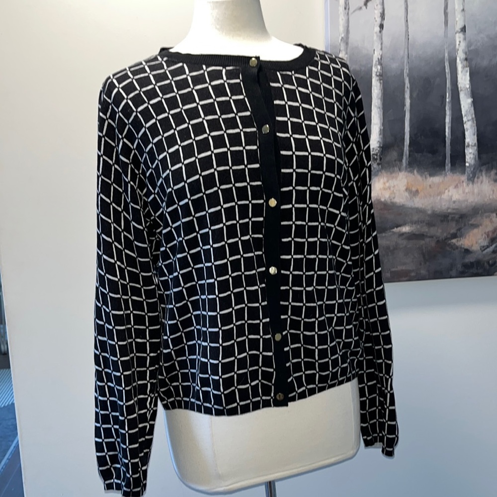 IMNYC black and white button cardigan